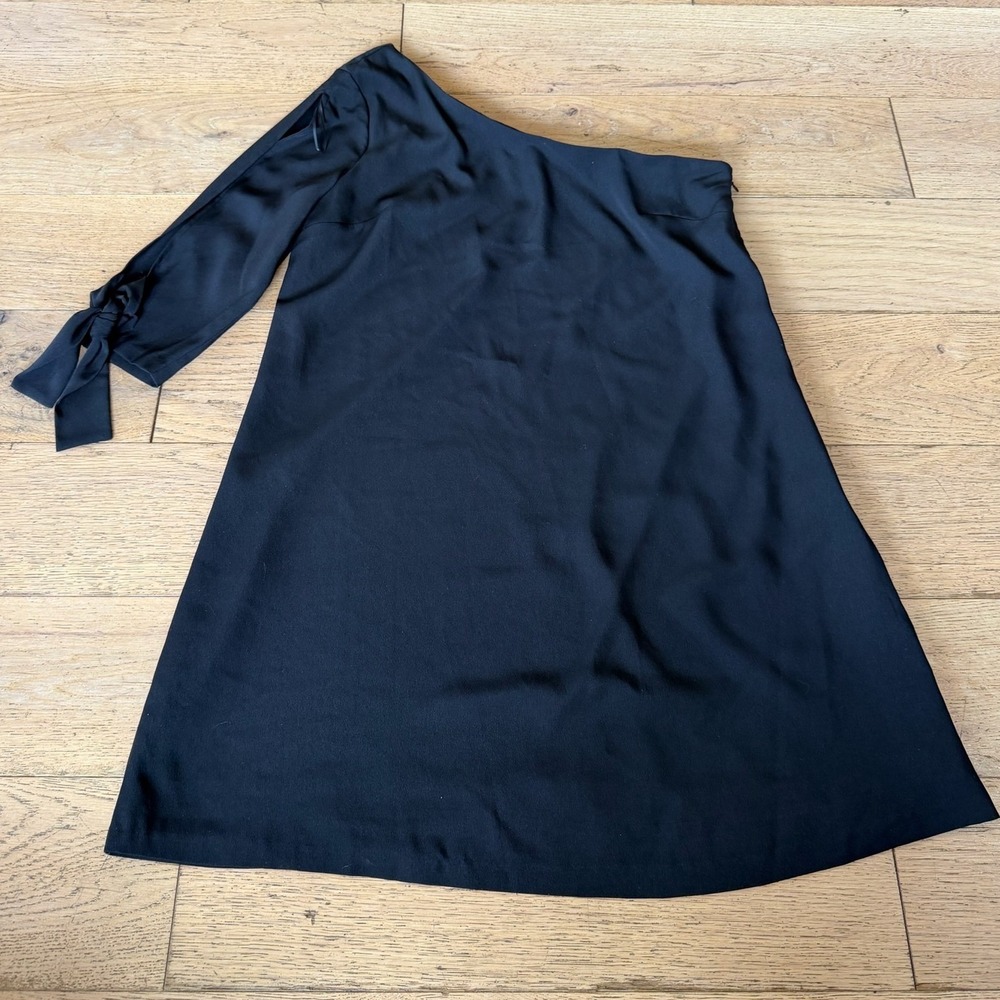 CeCe Womens Black One Shoulder Tie Cuff Split Sleeve Mini Dress‎ Size 10 (1587)